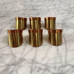 Vintage Brass Napkin Rings Unique Round Holder Set of 6